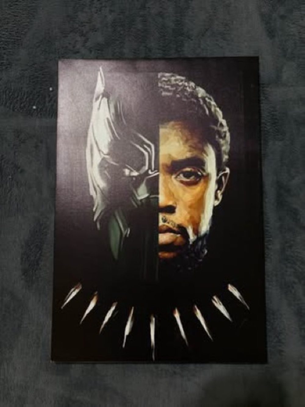 Marvel Black Panther/ Chadwick Boseman Split Face Wall Art - Black, Gold, Green